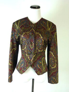 JIL SANDER gold black quilted paisley blazer JACKET Vintage I38 6 multicolor